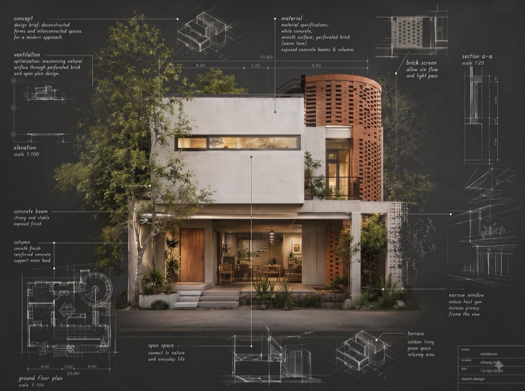Annotated sketch design board