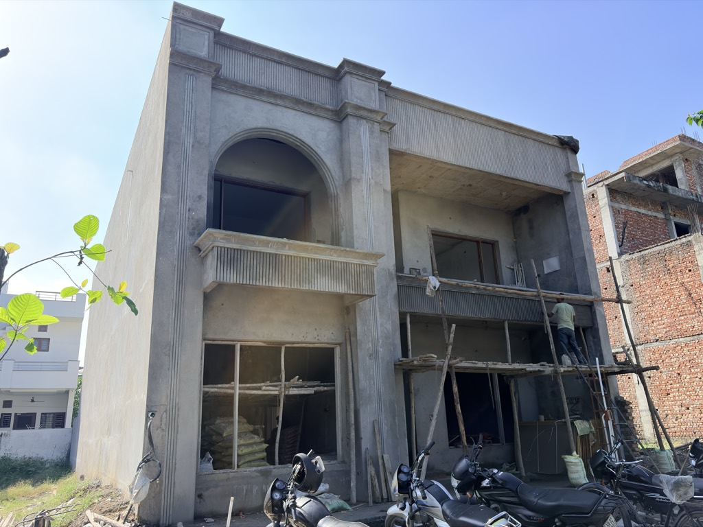 Duplex residence under construction, mouldings cast and scaffolding still up